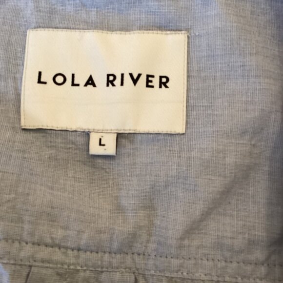 Lola River Top Size Large Button-Up Long Sleeve Shirt Blue Casual - Picture 7 of 8